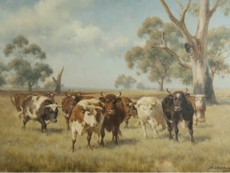 1861-Jan Hendrik Scheltema - Paesaggio con bestiame